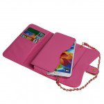 Wholesale iPhone 6 Plus Note 4 Universal Diamond Flip Wallet Strap Purse Case (Hot Pink)